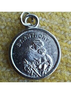 Vintage Saint Anthony Pray For Us Religious Charm Pendant Catholic